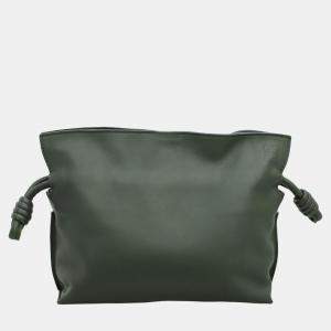 Loewe Dark Green Leather Mini Flamenco Clutch