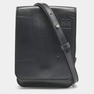 Loewe Black Leather Gusset Crossbody Bag