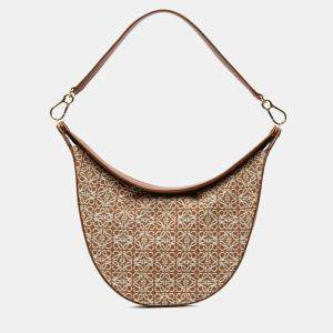 Loewe Brown Anagram Canvas Luna Hobo