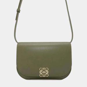 Loewe Green Leather Goya Accordion Shoulder Bag 