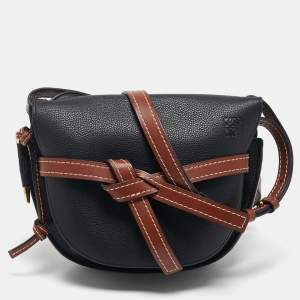 Pre Owned Loewe Black/Brown Leather Gate Shoulder Bag