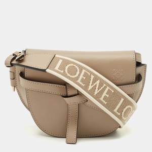 Loewe Beige Leather Jacquard Mini Gate Dual Bag
