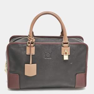 مملوكة مسبقًا Loewe Black/Burgundy Leather Amazona 36 Satchel