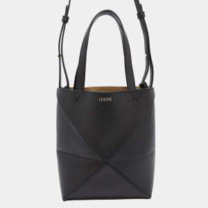  Loewe Black Leather Puzzlefold Mini Tote Bag