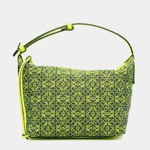Loewe Green Small Anagram Canvas Cubi Bag