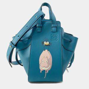 Loewe Ghibli Collaboration Bounezumi Blue Leather  Mini Hammock Shoulder Bag 