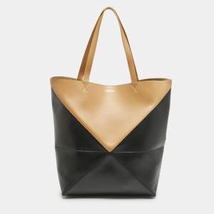 Loewe Black/Brown Leather Puzzle Fold Tote
