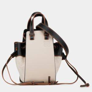Loewe White Mini Leather and Canvas Hammock Bag