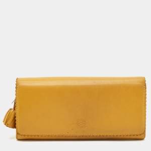 Loewe Yellow Leather Tassel Flap Continental Wallet