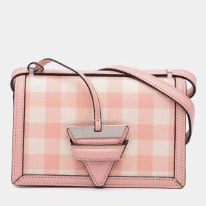 Loewe Pink Small Leather Gingham Barcelona Crossbody Shoulder Bag