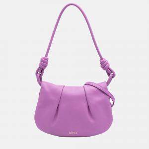 Loewe Purple Shiny Calfskin Paseo Satchel