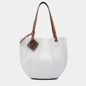 Loewe White Paulas Ibiza Denim Shell Basket Tote
