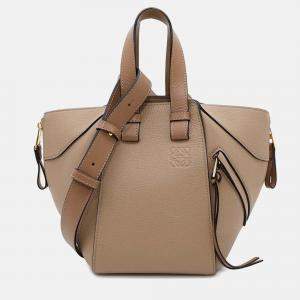 Loewe Hammock Compact Beige/Brown Leather Hand Bag