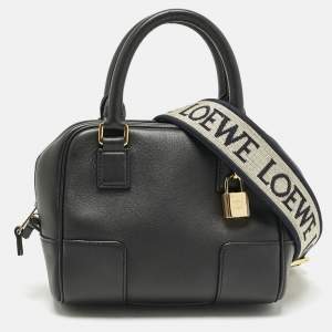 Pre Owned Loewe Black Leather Amazona 16 Satchel