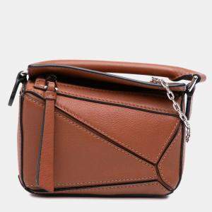 Pre Owned Loewe Brown Nano Calfskin Puzzle Satchel