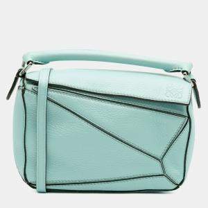 Pre Owned Loewe Blue Mini Calfskin Puzzle Satchel