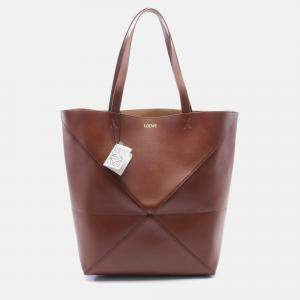 Pre Owned Loewe Puzzle Fold Tote Large Bag Leather Brown