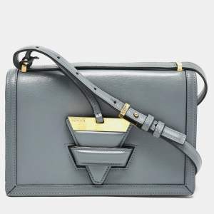 Pre Owned Loewe Light Blue Leather Barcelona Crossbody Bag