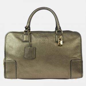 Pre Owned Loewe Amazona 36 Metallic Leather Handbag