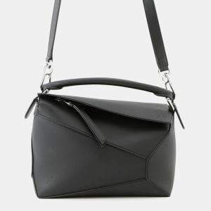 Pre Owned Loewe Puzzle Edge Shoulder Bag Black Classic Calf Leather Size Small