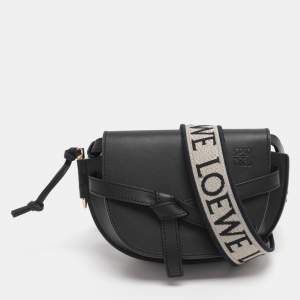 Pre Owned Loewe Black Leather Mini Gate Crossbody Bag