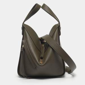 Pre Owned Loewe Olive Green Leather Small Hammock Shoulder Bag