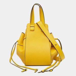 Pre Owned Loewe Yellow Small Grained Calfskin Drawstring Hammock Satchel