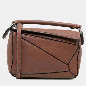 Pre Owned Loewe Brown Mini Calfskin Puzzle Satchel