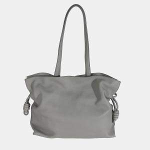 Pre Owned Loewe Pearl Grey Nappa Calfskin Large Flamenco Knot Hobo