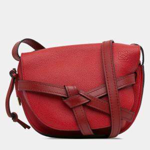 Pre Owned Loewe Red Small Leather Gate Crossbody