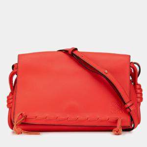 Pre Owned Loewe Red Leather Flamenco Knot Whipstitch Crossbody