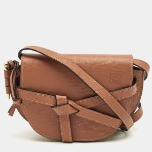Pre Owned Loewe Brown Leather Mini Gate Dual Shoulder Bag