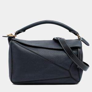 Pre Owned Loewe Black Medium Calfskin Puzzle Satchel