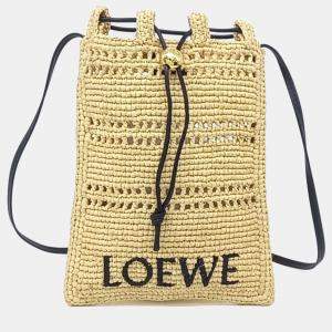 Pre Owned Loewe Beige Raffia Raffia Mini Crossbody Bag