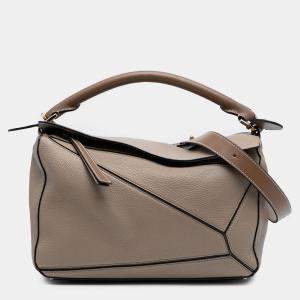 Pre Owned Loewe Brown Medium Calfskin Puzzle Satchel