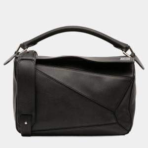 Pre Owned Loewe Black Medium Calfskin Puzzle Satchel