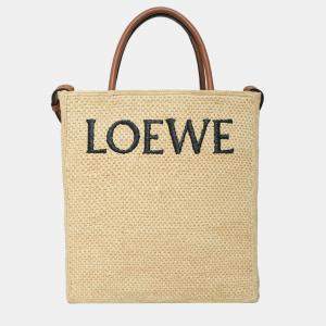 Pre Owned Loewe Logo Raffia Tote Bag