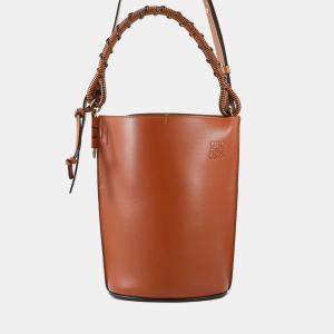 Pre Owned Loewe Gate Bucket Anagram Logo 2-Way Brown Calf Leather