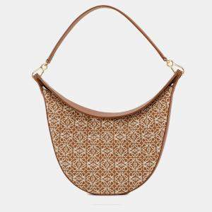 مملوكة مسبقًا حقيبة لويفي تان من جلد وقماش بكتف واحد بنمط تكرار أناغرام لونا