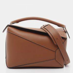 Pre Owned Loewe Puzzle Bag Handbag Leather Brown