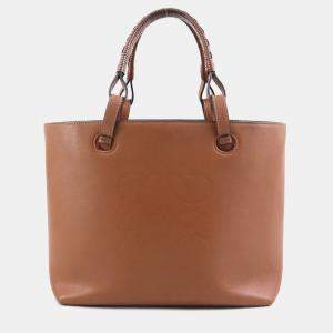 Pre Owned Loewe Handbag Shoulder Bag Anagram Leather Brown