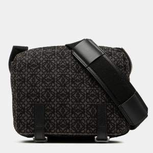 Pre Owned Loewe Black XS Anagram Canvas Military Messenger Bag