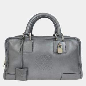 Pre Owned Loewe Silver Lambskin Amazona 28 Handbag