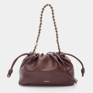 مملوكة مسبقًا Loewe Flamenco Purse Medium Shoulder Bag Leather Bordeaux