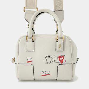 مملوكة مسبقًا Loewe Amazona 16 Square Shoulder Bag Chinese Tanabata Limited Edition Collection White Calf Leather Size 16