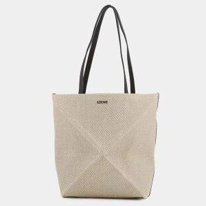 Pre Owned حقيبة يد لويفي بازل جلد عجل رافيا بيج/بني حجم متوسط