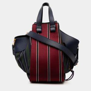 مملوكة مسبقًا Loewe Red Medium Stripes Canvas and Leather Hammock Satchel