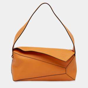 Pre Owned Loewe Orange Calfskin Puzzle Hobo