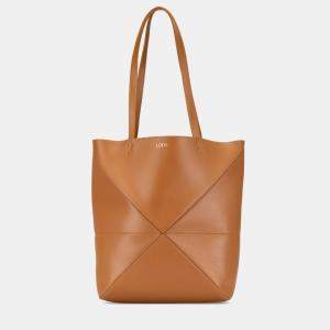 مملوكة مسبقًا Loewe Brown Medium Shiny Calfskin Puzzle Fold Tote