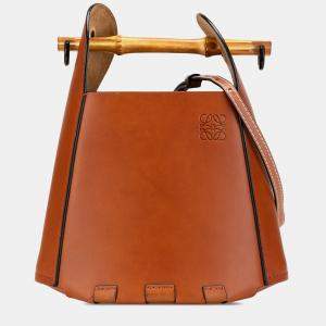 Pre Owned Loewe Brown Calfskin Bamboo Bucket Bag